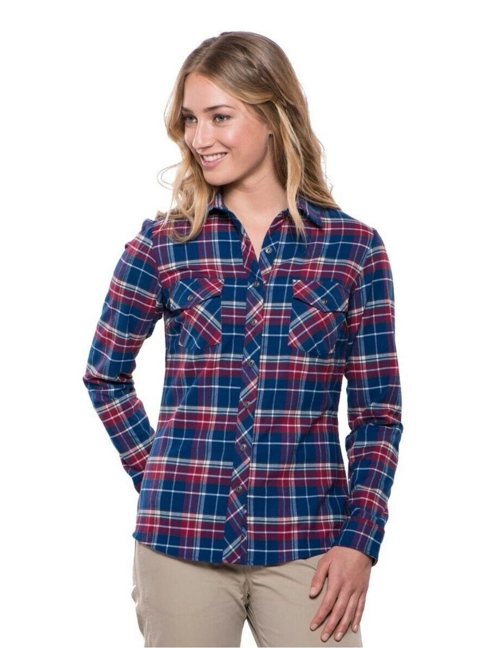 Kuhl Alina‎ Flannel Long- Sleeve Button Down Plaid Shirt in Red & Blue Size: Med